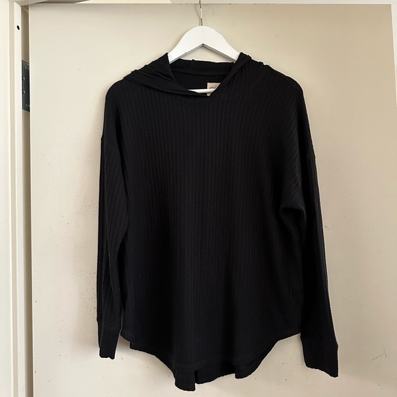 Chaser Black Waffle Knit Hooded Top - Picture 4 of 7